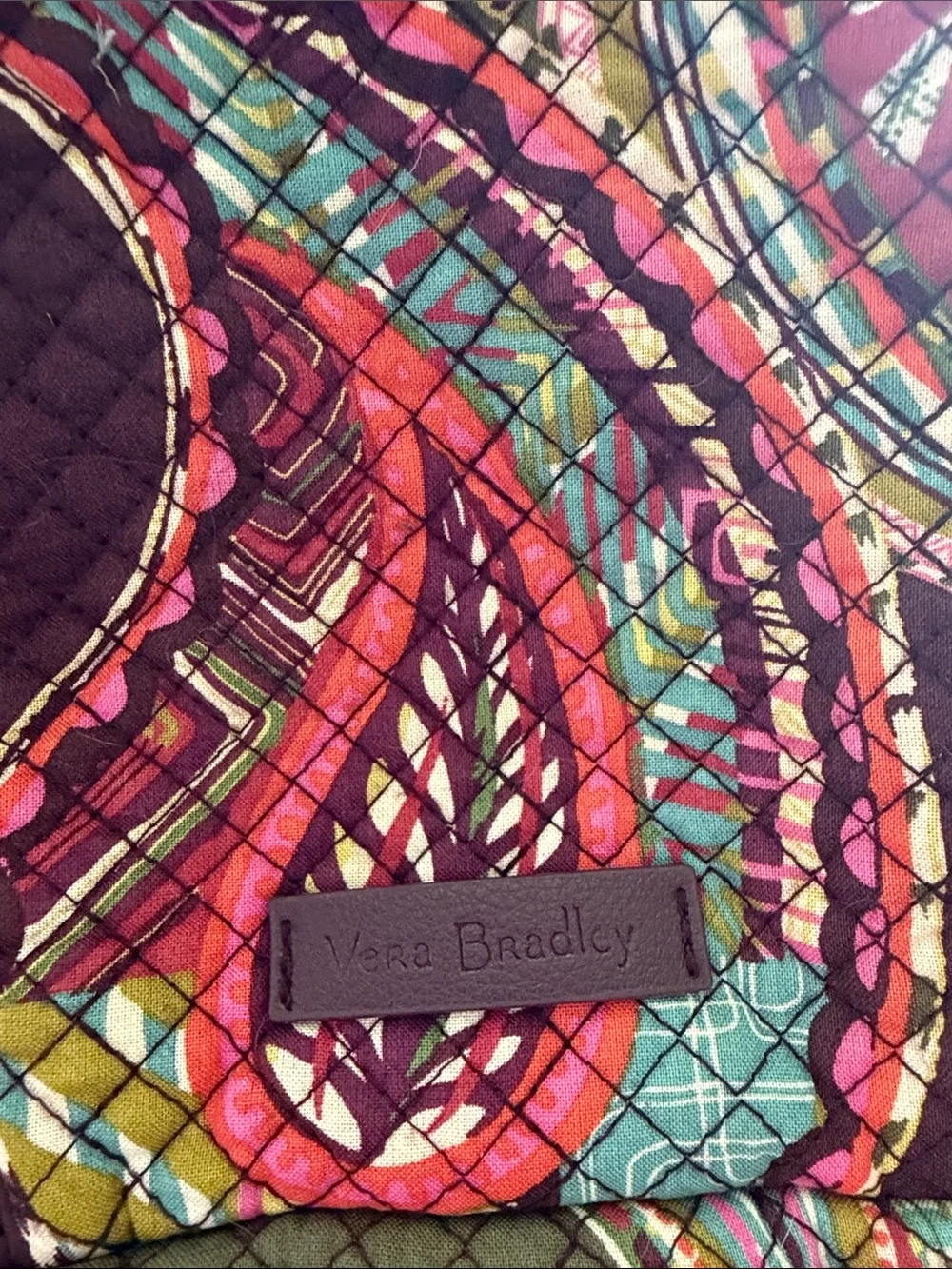 Vera Bradley Quilted Paisley Small Backpack in Green, Pink & Teal